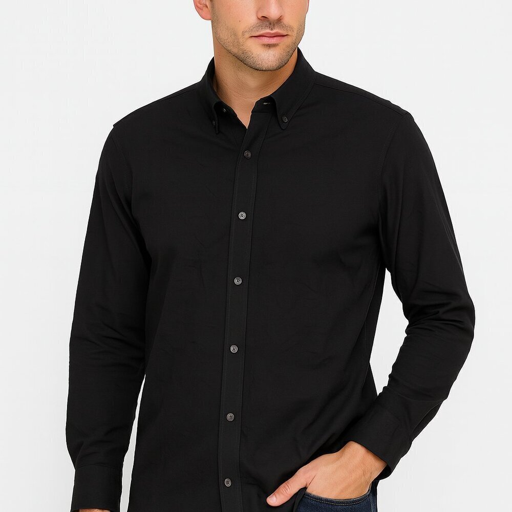 Open Edit Relaxed Fit Black Button-Up Shirt – Size Large – NWT